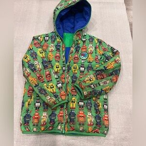 [10-12]Camkids Colorful Robot Print Hooded Reversible Lightweight Jacket